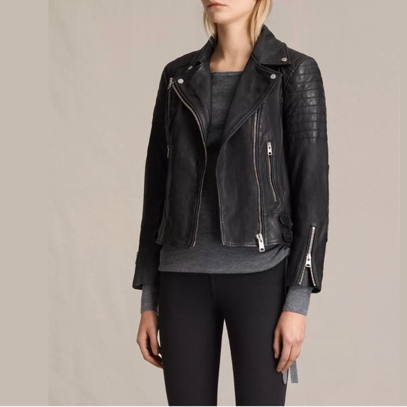 All saints papin genuine leather jacket US2 - Picture 3 of 8